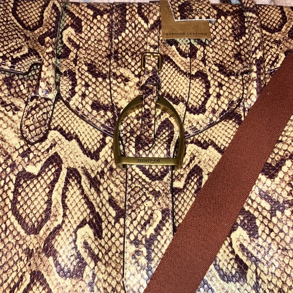 NWT Margot Victoria Stirrup Snake Print Leather Satchel Bag - Picture 3 of 8